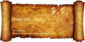 Hemrich Igor névjegykártya
